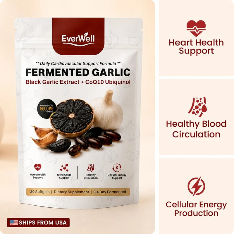 Fermented Black Garlic Extract + CoQ10 Ubiquinol - 6000mg Odorless Softgels