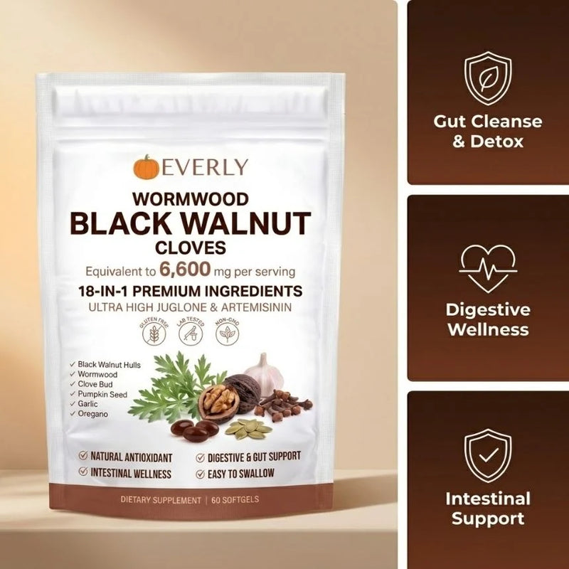 Wormwood Black Walnut Cloves Softgels - Promotes Internal Cleansing & Digestive Wellness